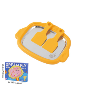 HomeFlex Compact Mini Ice Cream Maker with Stainless Steel Stirring Pan and Fast-Ship Tool