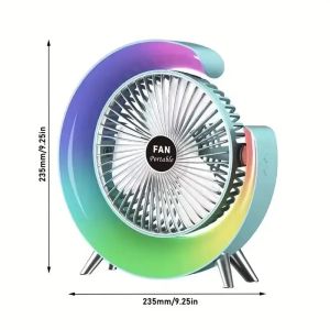 Niye Multi Color Desktop Fan with LED Lights Household Desktop USB Charging Large Wind Intelligent Adjustment Silent Small Electri