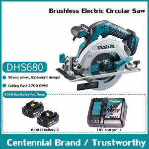 [100% Authentic]MAKlTA Electric circular saw 18V Mini Circular saw dustless DHS680 Brushless circular saw Rechargeable 7-inch Portable wood cutter Power saws