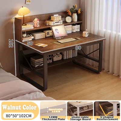 PC Table Computer Office Table Wooden Computer Table Desk Study Table Home Dining Desk Multifunctional Bookshelf Desk Waterproof with Durable Frame Gaming Table for Bedrooms/Computer Rooms/Offices/Apartments Bookshelves Desks