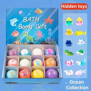 12PCS Kids Bath Bombs Surprise Toys Inside Colorful Organic Bubble Bath Balls with Ocean & Animal Figures Moisturizing Gentle Safe Bath Gift Set for Boys Girls Birthday Christmas Easter