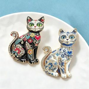CHUAN  loại Trâm cài hình mèo Trang trí bằng đá quý Hoa Ghim cài áo Quà tặng Ghim an toàn phía sau Ghim hình động vật Dành cho cả nam và nữ.