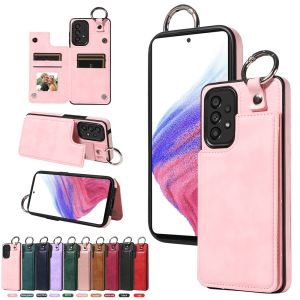 Vỏ điện thoại mới cho Samsung Galaxy A53 a52s A52 A73 A72 A33 A32 A23 A22 A13 A12 5g vỏ Samsung A32 A32 A22 A22 4G Vỏ ví da từ tính sang trọng vỏ khe cắm thẻ Móc Khóa Nhẫn