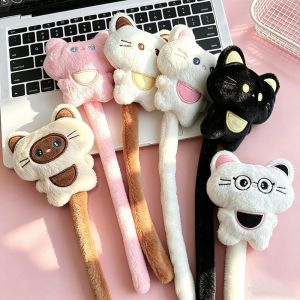 NALANILI Đuôi dài Móc khóa thú nhồi bông hình mèo Bề mềm mại. Vải nhung mềm mại Búp bê thú nhồi bông Móc khóa túi nhồi bông Trang trí ba lô