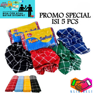 Klik-Beli PROMO SPECIAL ISI 5 PCS Serbet Kain Lap Dapur Serbaguna Kotak-Kotak Full Warna Jumbo