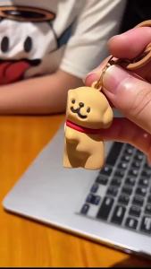 Móc khóa nam châm cặp đôi chó con nghệ thuật đường nét dễ thương sáng tạo quà tặng xe hoạt hình móc khóa ba lô