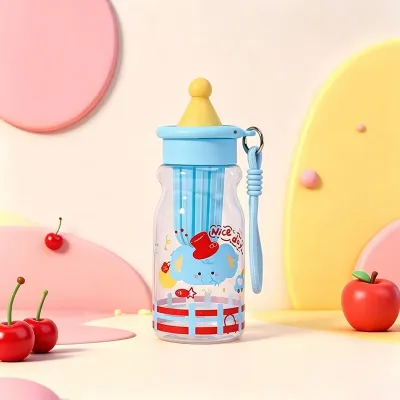 600/700/800ML Cute Cartoon Cup Kids Tumbler Leak Proof Floating Ball Straw Sealed Dust Cap Water Bottle