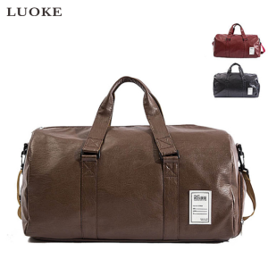 Luoke Sport Duffels Solid Color and Large Capacity 50*27*28 Travel Bag Mens Fitness Bag Waterproof Handbag Pu Sports Bag Leisure High Quality Multifunctional Package