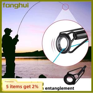 fanghui เบ็ดตกปลาสแตนเลสด้านบนแหวนพอร์ซเลน8ชิ้น DIY ปลายเบ็ดตกปลาอุปกรณ์ตกปลา Pesca