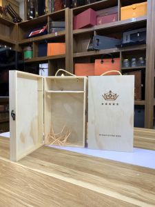 [HĐ] Hộp gỗ đựng 2 chai vang làm quà tặng không bao gồm chai vàng