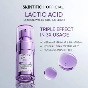 SKINTIFIC Lactic Acid Skin Renewal Exfoliating Serum 20ml – Smooths Rough Texture Minimizes Pores Soothes Acne & Brightens Dull Skin