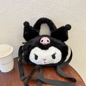 Sanrio Cartoon Kuromi Plush Shoulder Bag Japanese Cute Girl Heart Hand Lifting Diagonal Crossing