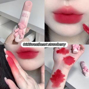 Gege Bear Velvet Matte Lip Gloss Soft Lip Gloss Bear Matte Lip Gloss Waterproof And Non-Drying Natural Nude Color Moisturizing And Hydrating All-Day Wear.