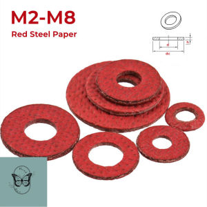 HCdailyToolsMix Red Steel Paper Fiber Insulating Flat Washer M2 M3 M3.5 M4 M5 M6 M8 Meson Spacer Insulation Plain Gasket Ring