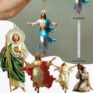 【Safe And Prosperous】 Creative Acrylic Car Hanging Jesus Cross Pendant   Lucky Gift For Protection