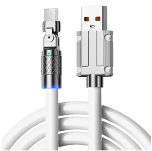 120W fast charging line 180 degree rotating elbow data cable zinc alloy machine Ios/Android/Type-C fast charging line with indicator light charging line for passenger dedicated line