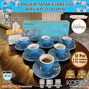Kopin cangkir set espresso 90ml warna biru / Cangkir Kopi Mini cup and saucer limited color KPI-07