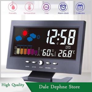 [Dale Dephne] นาฬิกาปลุกดิจิตอลหน้าจอสี LCD นาฬิกาปลุกแบ็คไลท์สถานีพยากรณ์อากาศ