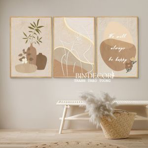 (HÌNH THẬT) Tranh treo tường minimalist 2 tone nâu trang trí decor hiện đại