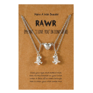 Split Heart Necklace for Best Friend for Love Dinosaur Pendant Silver Gifts for Women Girls Birthday