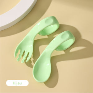 Mumystation 2pcs/set training spoon and fork sendok garpu makan anak bayi anti slip sendok garpu set anak