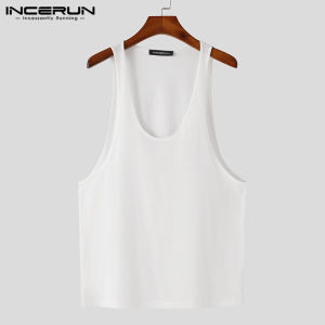 INCERUN Mens Sleeveless Plain Loose Crew Neck Casual Vests Tops Tanks Singlet