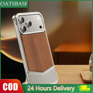OATSBASF กรอบโลหะวอลนัทกันกระแทกกรณีโทรศัพท์สำหรับไอโฟน17โปรสูงสุด/17โปร