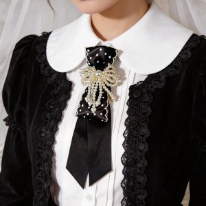 HEALMEYOU Black Bow Tie Geometric Choker Pre-tied Tie Clothing Decoration JK Long Necktie Women