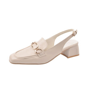 Venalisa พร้อมส่ง รองเท้าส้นสูงผู้หญิง หนังแท้ หัวเหลี่ยม ส้นเตี้ย ส้นหนา การยึดแบบตะขอและห่วง เหมาะสำหรับธุรกิจสำนักงาน