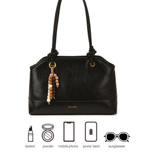 Retro Style Large Capacity PU Tote Bag for Women Zipper Closure Perfect for Daily Use