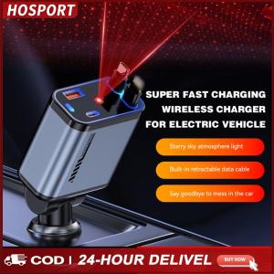 4-in-1 Retractable Car Charger Car Accessories Adapter Car Charger Fast Charging Car Charger for Phone Charging