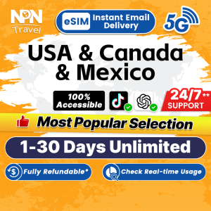 USA Canada Mexico eSIM Ultra 5-30Days Daily 500MB-2GB Unlimited Data Instant Email Delivery High Speed Travel Data USA SIM Card/America SIM Card