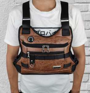 Chest Bag Tas Selempang Dada Bahan Kulit PU Leather Polo Amstar 100% Real Picture Tas Dada Tas Rompi Tas Sepeda