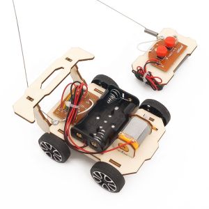 DIY STEM Educational Toy Assembly Wooden Puzzle Wireless Remote Controlled Car