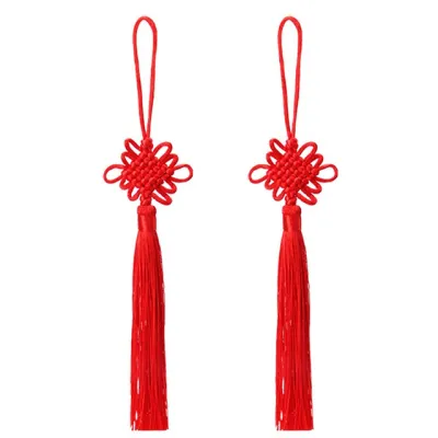 CNY 5pcs Chinese Knots Feng Shui Pendant with Tassels/ Red Handmade Chinese Knotting Cord /Chinese Decorative Knots for New Year Spring Festival Decorations