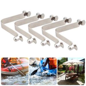 5Pcs V Shaped Spring Buckle Tent Poles Clip Locking Tube Pin Tent Poles Push Button Spring Clip for Tent Tube Enduring