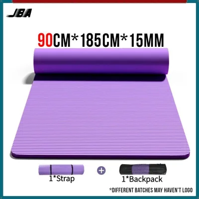 JBA Exercise Mat For Men Thick 15mm Extra Wide 90cm With Carry Bag NBR Waterproof Yoga Mat Big Size Workout Mat For Men