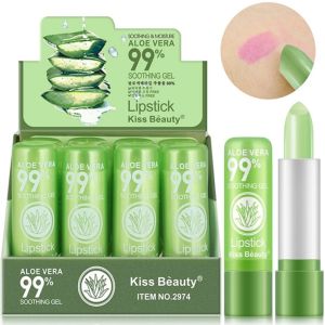 Kiss Beauty Aloe Vera Natural Temperature Changed Color Lipstick Moisture Lip Balm Lipbalm Long Lasting Nourish Lips Care Makeup 100% Nature