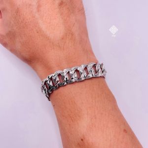 Lắc tay titan khoen lật Vòng tay titan 12 li màu trắng Lắc tay xích chất liệu titan không phai màu