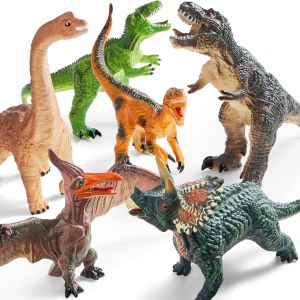 6 Large dinosaur model set including educational books , Extra-large soft dinosaur toy , Suitable 1 Children aged 6 and above , Realistic dinosaur toy set , The perfect gift for both boys and girls , Suitable for Christmas parties and Christmas toys 202