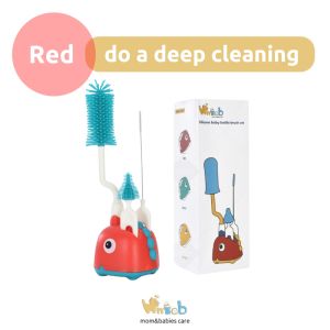 Hntob 3 in 1 Rotating Baby Bottle Brush Nipple Cup Cleaning 360 Eegree Silicone Brush Soft And Solo