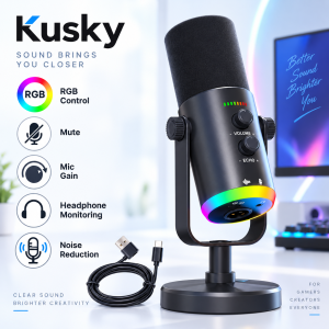 Kusky YU7 USB XLR Dynamic Microphone Set X100 Sound Card Audio Mixer for Phone PC Gaming Live Streaming