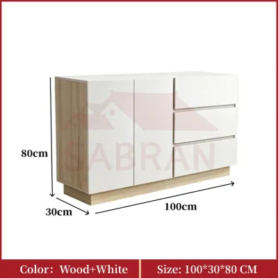 SABRAN Modern Minimalist Cabinet with Double Doors 3 Drawers Compact Storage Solution for Small Apartments