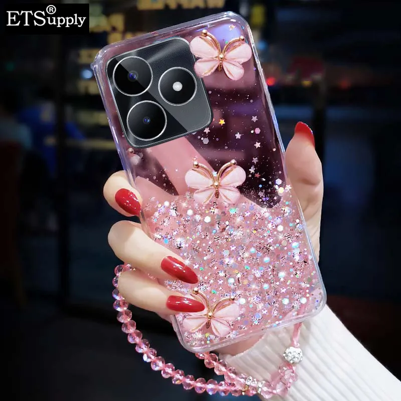 Phone Case Realme C53 C51 Cover Soft case Shiny Ring Glitter