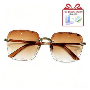 Square Frameless Glasses Womens Sunglasses Fashionable Gradient Design Stylish Summer Outdoor Glasses