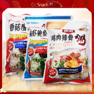Mushrooms preserved eggs lean meat chicken ribs shrimp and abalone porridge no-cooking
