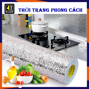 Giấy bạc dán bếp cách nhiệt/ Cuộn decal dán tường nhà bếp chống thấm bền đẹp 2m - 3m x 60Cm