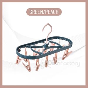 Windproof Drying 12 Clip Folding Sock Cloth Hanger Baju Rack Clothespin Clothes Drying Rack Rak