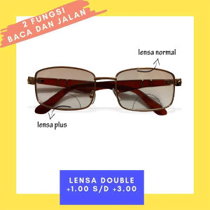 DISKON MURAH – Kacamata 2 fungsi lensa atas normal dan bawah plus ukuran +1.00 sampai +3.00 full bingkai kotak tebal coklat lensa coklat anti uv debu cocok untuk pria wanita