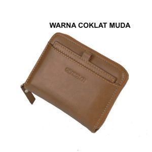 DEABOLAR K3208-2 DOMPET UANG LIPAT ZIPPER MOTIF TEGAK VERTIKAL BAHAN SINTETIS LEMBUT